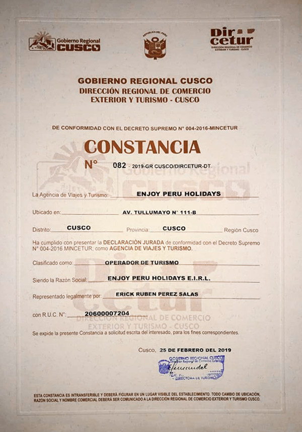 Licencia Autorizada Machu Picchu - Machu Picchu